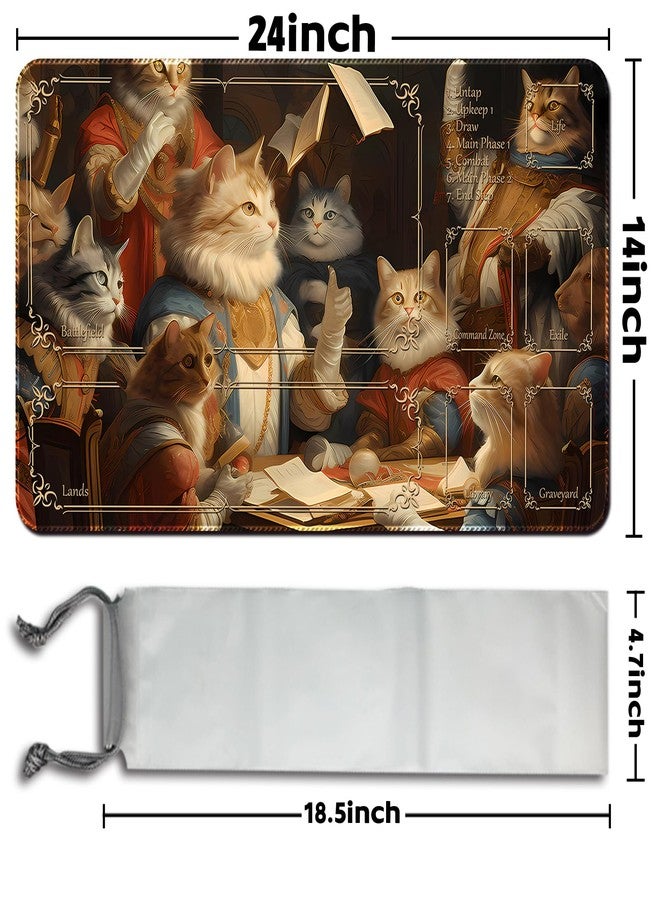 April Space Playmat for MTG (Stitched) Size 24x14 inches, Including Storage playmat Bag - Very Suitable for Amateur Enthusiasts TCG MTG playmat and Card Areas(Noble Cat-with Zone) - Image 3